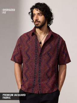 The Souled Store - Maroon Printed Collar Neck Shirt