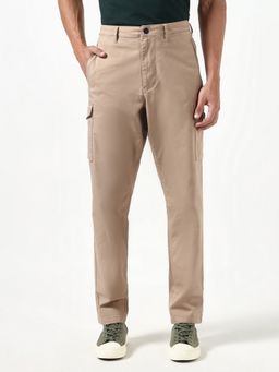 Guess - Beige Solid/Plain High Waist Cargo
