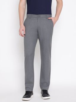 Guess - Grey Solid/Plain Mid Waist Trousers