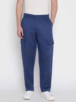 Guess - Blue Solid/Plain Mid Waist Cargo