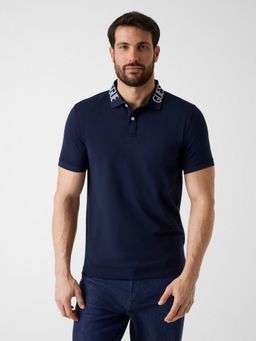 Guess - Navy Blue Solid/Plain Polo T-Shirt