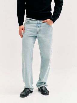 Guess - Blue Solid/Plain Mid Waist Jeans