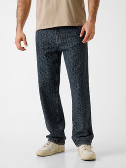 Guess - Blue Self Design Mid Waist Jeans