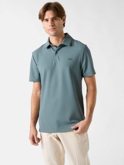 Guess - Blue Textured Polo T-Shirt