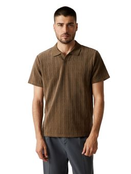 Guess - Brown Textured Polo T-Shirt