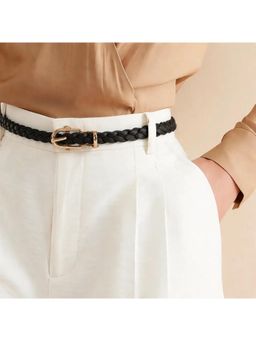 Salty - Womens Black Braided Leather Belt