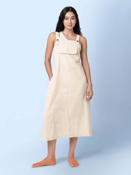 phuhar's - Luma Beige Adjustable Straps Dungaree Dress