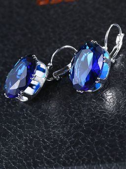 OOMPH - Blue Large Oval Drop Earrings