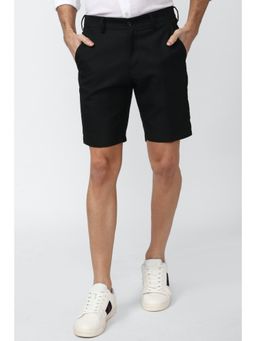 Peter England - Men Black Solid Slim Fit Casual Shorts