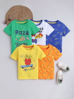 Hopscotch - Boys Multi Coloured Graphic Print T-Shirts (Pack of 5)