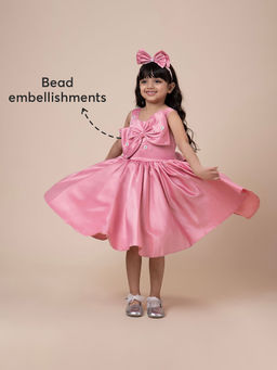 Hopscotch - Oversize Bow Applique Party Dress with Headband