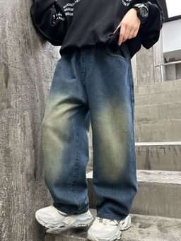 Hopscotch - Boys Blue Text Embroidered Jeans