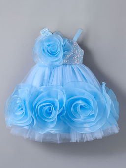 Hopscotch - Girls Blue Sequin Embellished Sleeveless Party Dress