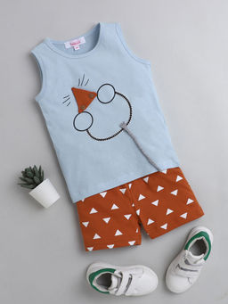 Hopscotch - Boys Blue All-Over Print Vest Top and Shorts