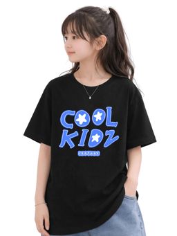 LEOTUDE - Black Printed Cotton Oversized T-Shirt