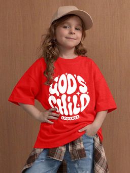 LEOTUDE - Red Printed Cotton Oversized T-Shirt