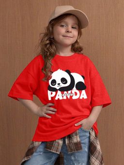 LEOTUDE - Red Printed Cotton Oversized T-Shirt