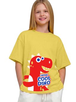 LEOTUDE - Yellow Printed Cotton Oversized T-Shirt
