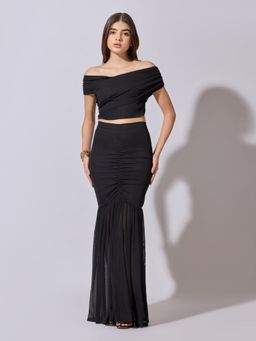 SHOWOFFFF - Women'S Black Off-Shoulder Co-Ord Set