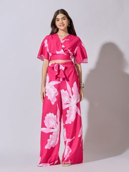 SHOWOFFFF - Women'S Floral Printed Pink Co-Ord Set