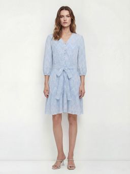 Cover Story - Powder Blue Dress With Belt
