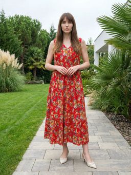 PIMU - Red V-Neck Dress