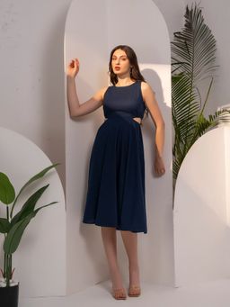 Mabish By Sonal Jain - Blue Fit And Flare Midi Dress