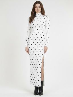 PURVAJA - Women Bodycon Maxi Full Sleeve High Neck Printed Dress