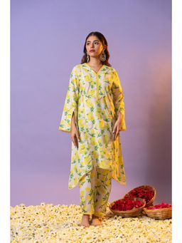 Heeposh - Women White Printed Kurta with Pant (Set of 2)