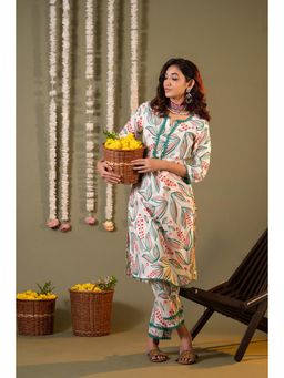 Heeposh - Women White Printed Kurta with Pant (Set of 2)