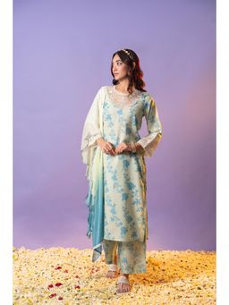 Heeposh - Women Green Floral Printed Kurta with Palazzo and Dupatta (Set of 3)