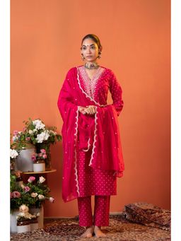 Heeposh - Women Pink Printed Kurta with Pant and Dupatta (Set of 3)