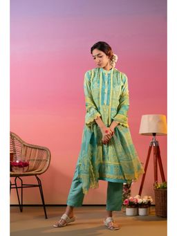 Heeposh - Women Green Printed Kurta with Pant and Dupatta (Set of 3)