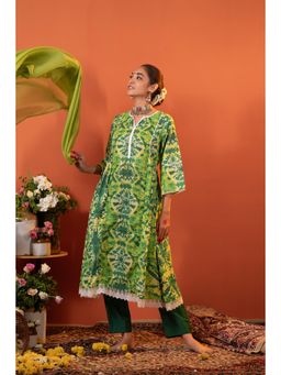Heeposh - Women Green Printed Kurta with Pant and Dupatta (Set of 3)