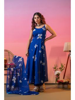 Heeposh - Women Blue Floral Printed Kurta with Pant and Dupatta (Set of 3)