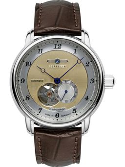 Zeppelin - Mens Automatic Watch With Open Heart and Leather Strap (M)