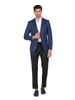 Arrow - Men Navy and Black Patterned Single Breasted Two Piece Suit