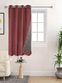 Saral Home - Maroon Pearl Polyester Blackout Textured Curtain