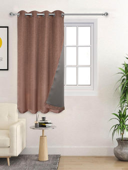 Saral Home - Brown Pearl Polyester Blackout Textured Curtain