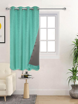 Saral Home - Teal Pearl Polyester Blackout Textured Curtain