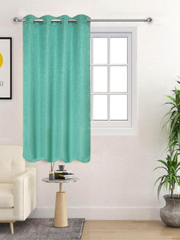 Saral Home - Teal Pearl Polyester Room Darking Textured Curtain