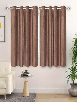 Saral Home - Brown Glaze Reversible Satin & Velvet Blackout Curtains (Pack of 2)