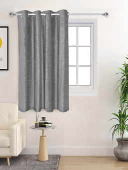 Saral Home - Grey Glaze Reversible Satin & Velvet Blackout Curtain