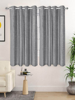 Saral Home - Grey Glaze Reversible Satin & Velvet Blackout Curtains (Pack of 2)