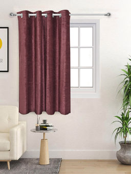 Saral Home - Maroon Glaze Reversible Satin & Velvet Blackout Curtain