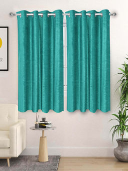Saral Home - Teal Glaze Reversible Satin & Velvet Blackout Curtains (Pack of 2)