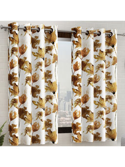 Story@Home - Brown Floral Window Curtains (Pack of 2)