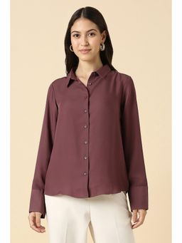 Allen Solly - Women Maroon Solid Shirt