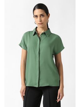 Van Heusen - Women Green Solid Formal Shirt