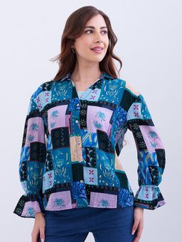 Spykar - Retro Blue Regular Fit Casual Shirt